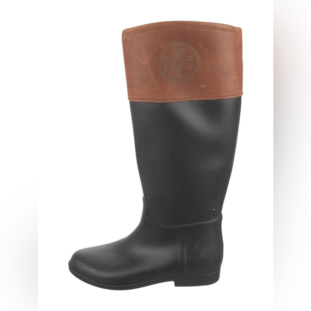 TORY BURCH / Aigle Rubber + Leather Colorblock Pattern Rain Boots Sz 41/9.5 - 10